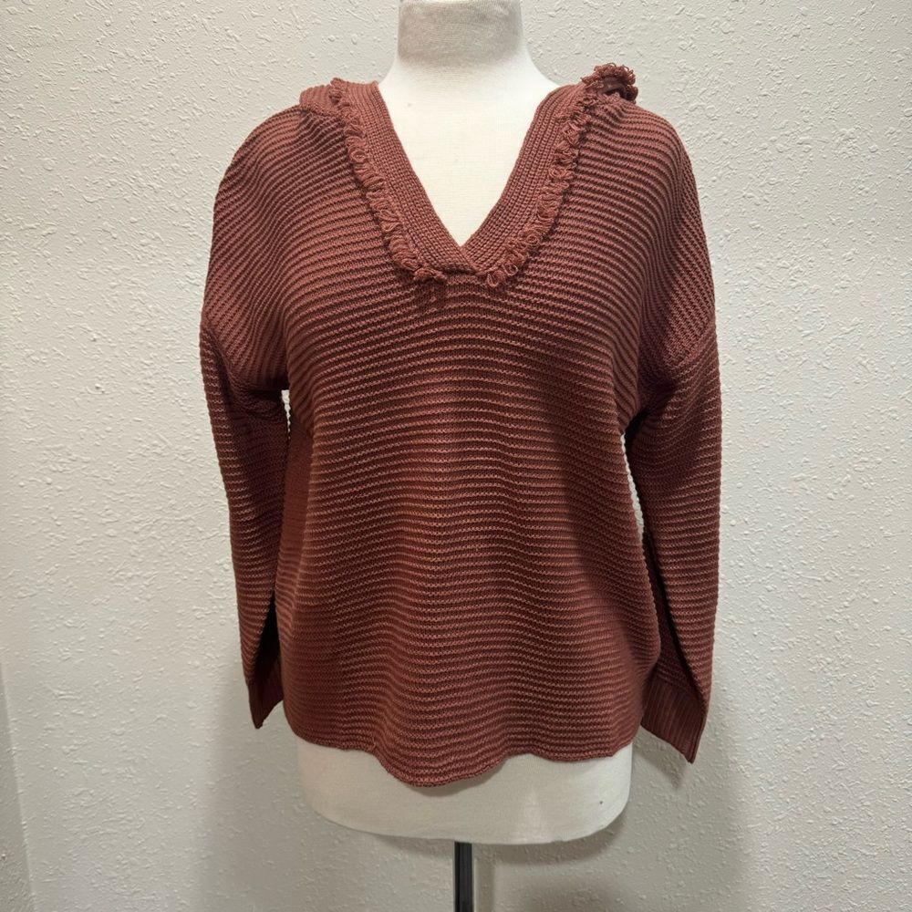 Cozy Knit V-Neck Sweater - Rust